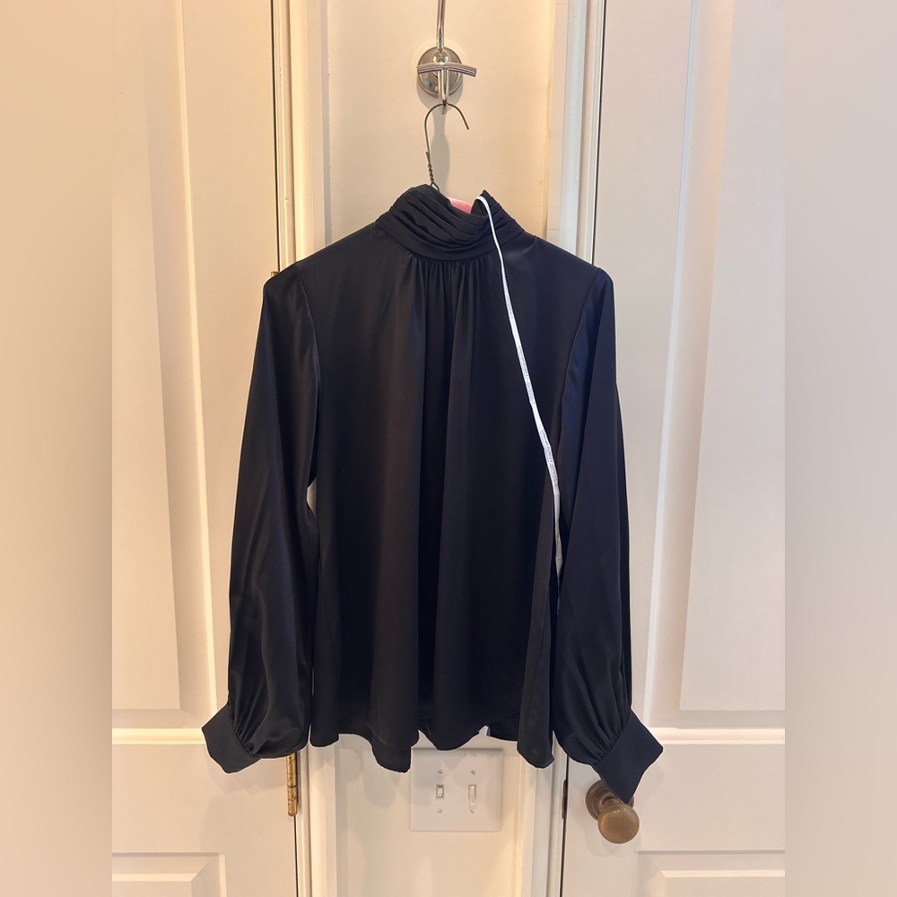 Cynthia Rowley NEW W/ TAGS Black Blouse with Gathered Neckline